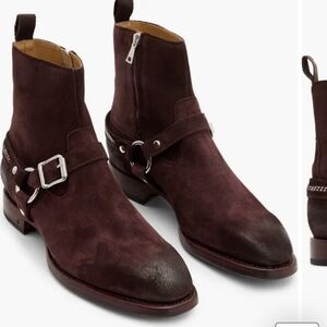 NWOT John Varvatos Regent Harness Brown Suede Chain Zip Boots Size 9.5